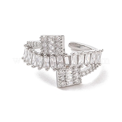 Brass Micro Pave Cubic Zirconia Open Cuff Rings&nbsp;RJEW-K263-22P