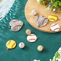 野球スポーツテーマの DIY ジュエリー製作キット  真鍮キュービックジルコニアビーズを含む  合金エナメル＆合金ラインストーンペンダント  ミックスカラー  5スタイル  10個/セット&nbsp;DIY-TA0011-99
