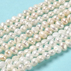 天然養殖淡水パールビーズ連売り  両面研磨  グレード4 A  貝殻色  5x5~5.5x4~5mm  穴：0.6mm  約74個/連  14.65~14.76''（37.2~37.5センチメートル）&nbsp;PEAR-E017-24