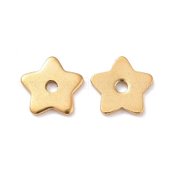 イオンプレーティング（IP）304ステンレスビーズ  スター  ゴールドカラー  8x8x1mm  穴：1.5mm&nbsp;STAS-D185-02G-02