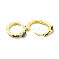 ブラスマイクロパヴェキュービックジルコニアフープピアス  18KGP本金メッキ  ブルー  16x4mm&nbsp;EJEW-C088-24G-02