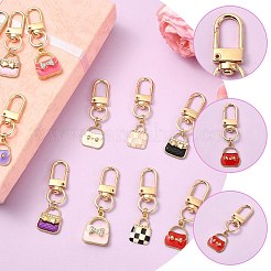 12本合金エナメルペンダントデコレーション  バッグ  合金回転式ナスカン付き  ゴールドカラー  ミックスカラー  53~58mm&nbsp;HJEW-YW00397