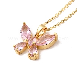 Pink Cubic Zirconia Pendant Necklace&nbsp;NJEW-H161-01H