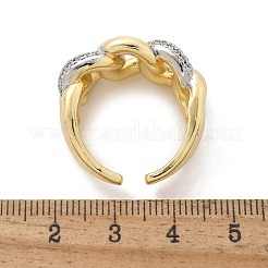 Brass Micro Pave Clear Cubic Zirconia Cuff Rings&nbsp;RJEW-U041-26G