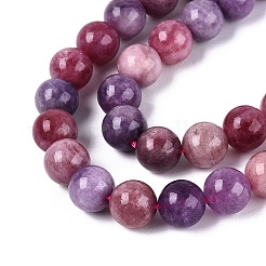 天然石クォーツビーズ連売り  染め  スムーズなラウンド  模造トルマリン  暗紫色  8~8.5mm  穴：1~1.2mm  約46~48個/連  14.96~15.35インチ（38~39cm）&nbsp;G-N363-8mm-05