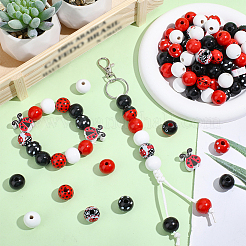 130Pcs Printed Wood Beads&nbsp;WOOD-PA0001-40