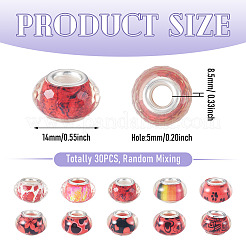 30Pcs Printed Transparent Resin European Beads&nbsp;RESI-TADJ0001-03G