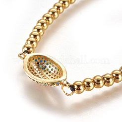Adjustable Brass Micro Pave Cubic Zirconia Beaded Bracelets&nbsp;BJEW-L652-13G