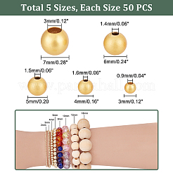 250個5スタイル真鍮ビーズ  マットなスタイル  ラウンド  18KGP本金メッキ  3~7x3~6mm  穴：0.9~3mm  50個/スタイル&nbsp;KK-PH0009-28