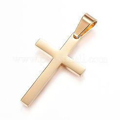 イオンプレーティング（IP）304ステンレスペンダント  クロス  18KGP本金メッキ  32x20x3mm  穴：4mm&nbsp;STAS-H329-59G