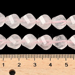 天然石ローズクォーツビーズ連売り  多面カット  ツイスト  10~10.5x9.5~10.5x9.5~10.5mm  穴：1mm  約38~40個/連  14.96~15.35''（38~39センチメートル）&nbsp;G-C267-B19