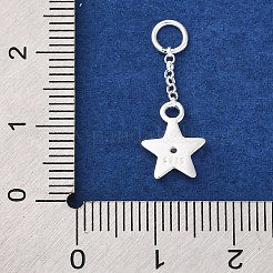 スターリングシルバーのクリアキュービックジルコニアタッセルペンダント925個  丸カン付きスターチャームとスタンプ925個  銀  18mm  ペンダント：10.5x8x1.5mm  穴：3.5mm&nbsp;STER-A032-04A-S