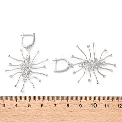 キュービックジルコニアスタッドピアス金具  925スターリングシルバーピアス  プラチナメッキ  51x35mm&nbsp;STER-M092-07P
