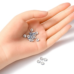 真鍮製ラインストーンスペーサービーズ  グレードA  ウェーブエッジ  ロンデル  銀  サファイア  6x3mm  穴：1mm&nbsp;RB-YW0001-05B-03S