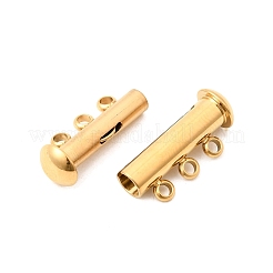 304ステンレススチール製スライドロック留め具  チューブ  イオンプレーティング（ip）  1連  3穴  6KGP本金メッキ  18mm  穴：20x10x6.5mm&nbsp;STAS-F350-01B-G