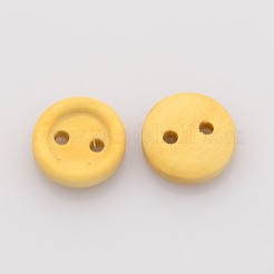 2 -hole衣服の付属品の小さなフラットラウンド木製の縫製ボタン  小麦  9x3mm  穴：1mm  約500個/袋&nbsp;BUTT-M001-03