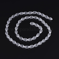 ガラスビーズ連売り  多面カット  ティアドロップ  透明  15x10mm  穴：2mm  約48個/連  27.56インチ（70cm）&nbsp;GLAA-R024-15x10mm-12
