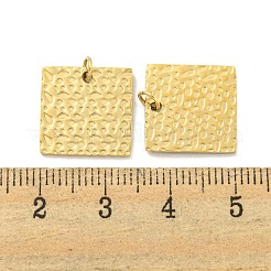 PVD真空メッキ304ステンレススチールチャーム  丸カン付き  スクエアチャーム  18KGP本金メッキ  14.5x14.5x1mm  穴：3mm&nbsp;STAS-L278-87G
