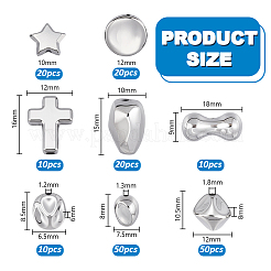 8セット8スタイルのccbプラスチックビーズセット  DIYジュエリーアクセサリー  混合図形  プラチナ  8~18mm  1セット/スタイル&nbsp;CCB-PH0001-30