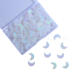 100個透明ガラスペンダント  艶消し  ムーン  クリアAB  16x11mm  穴：1mm&nbsp;GLAA-CJ0001-23