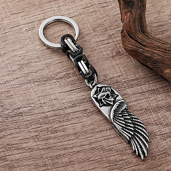 Vintage 304 Stainless Steel Angel Wing with Maltese Cross Keychains&nbsp;UQ7516