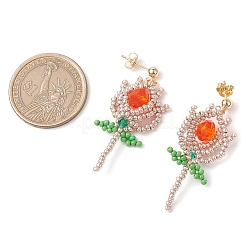 Glass Seed Beads Dangle Stud Earrings&nbsp;EJEW-MZ00326-03