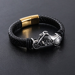 Punk Braided PU Leather Cord Bracelets&nbsp;LT2133-2