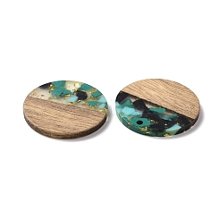 Transparent Resin & Walnut Wood Pendants&nbsp;RESI-N025-045C