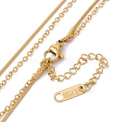 Crystal Rhinestone & Cross Pendants Double Layer Necklace&nbsp;NJEW-G074-55G