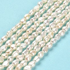 天然養殖淡水パールビーズ連売り  研磨両側  グレード4 A  リネン  3~4x4.5~5mm  穴：0.5mm  約70個/連  14.17''~14.57''（36~37センチメートル）&nbsp;PEAR-E016-104
