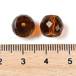 ガラス模造オーストリアクリスタルビーズ  ロンデル  多面カット  ココナッツブラウン  10x8mm  穴：1.6mm&nbsp;GLAA-U008-01B-04