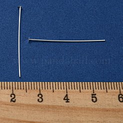 スターリングシルバーフラットヘッドピン925本  銀  30x0.5mm  ヘッド：2mm  約266個/20g&nbsp;STER-F018-01B