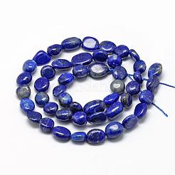 天然石ラピスラズリビーズ連売り  オーバル  6~10x4~7x4~7mm  穴：1mm  約43~62個/連  15.7インチ&nbsp;G-R445-6x8-35