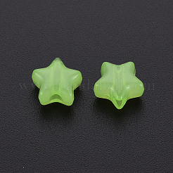 模造ゼリーアクリルビーズ  スター  芝生の緑  9x9.5x5.5mm  穴：2.5mm  約1927個/470g&nbsp;LS-MACR-S373-45-E06