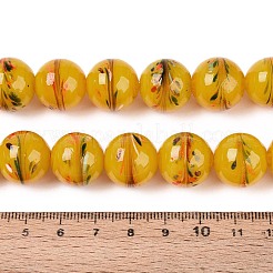 手作りランプワークビーズ  フェニックスの尾を持つ円形  ゴールデンロッド  15~16mm  穴：1.2~2mm&nbsp;LAMP-N028-22A