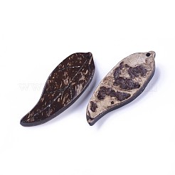 ココナッツペンダント  葉  コーヒー  50x17x4.5mm  穴：1.5mm&nbsp;COCO-I002-009
