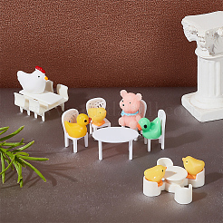 6セット3スタイルのミニプラスチック製の椅子とテーブルのミニチュアディスプレイ装飾  ドールハウス家具アクセサリー用  トウモロコシの穂の黄色  11.5~21x12.5~32x11~25mm  2セット/スタイル&nbsp;AJEW-OC0004-12