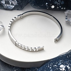 女性用304ステンレススチールヒンジ付きバングル  艶消し  長方形  ステンレス鋼色  内径：2-1/4x1-7/8インチ（5.8x4.9cm）&nbsp;BJEW-A011-21P