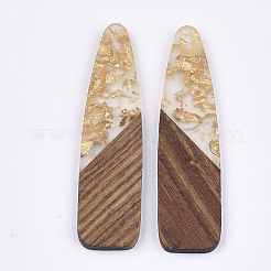 樹脂と木の大きなペンダント  金箔  弾丸  ゴールド  66~66.5x17x3~3.5mm  穴：1.6mm&nbsp;LS-X-RESI-S358-98F
