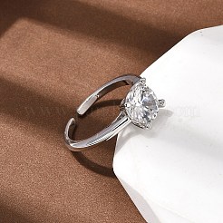 Brass Micro Pave Cubic Zirconia Cuff Open Rings for Women&nbsp;RJEW-B160-04P