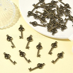 合金のチベット風チャーム  スケルトンキー  アンティークブロンズ  29x10mm&nbsp;PALLOY-N0118-146