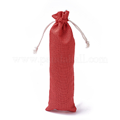 黄麻布製梱包袋ポーチ  巾着袋  レッド  18.7~19x7.7~8cm&nbsp;LS-ABAG-I001-8x19-02B