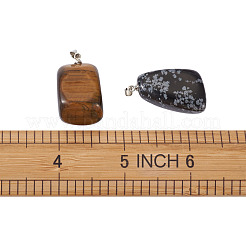 天然＆合成混合原石のペンダント  プラチナトーンの真鍮パーツ  ナゲット  23~30x13~22x12~20mm  穴：5x3mm  15素材  2個/材料  30個/箱&nbsp;G-TA0001-11
