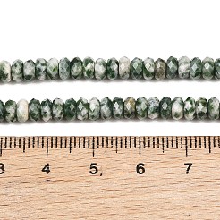 天然グリーンスポットジャスパービーズ連売り  ファセットロンデル  5x2.5mm  穴：0.8~0.9mm  約145~146個/連  14.96''（38センチメートル）&nbsp;GG-CBAE4D4-A05-01