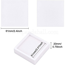 アクリルジュエリーボックス  ビジュアルボックス  正方形  ホワイト  61x61x20mm  レート: 51x51mm&nbsp;CON-WH0074-02A