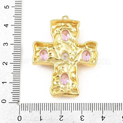 Brass Micro Pave Pink Cubic Zirconia Pendants&nbsp;CU-CBAD306-06G