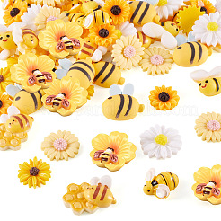 80Pcs 8 Styles Resin Cabochons Bees & Flower&nbsp;RESI-TA0004-24