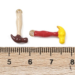 合金エナメルチャーム  ハンマー  ゴールドカラー  ミックスカラー  17.5x8.5x4mm  穴：1.2mm&nbsp;ENAM-P262-03G-M