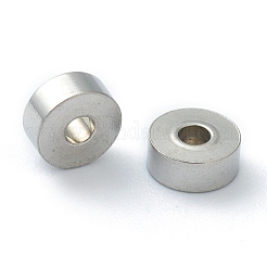 変色しない304ステンレススチールスペーサービーズ  フラットラウンド  ステンレス鋼色  6x3mm  穴：1.8mm&nbsp;X-STAS-B006-14P