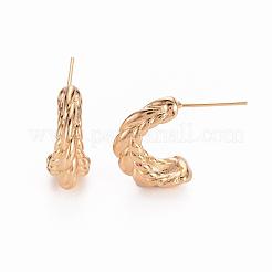 真鍮ハーフフープピアス  スタッドピアス  ホーン  ニッケルフリー  18KGP本金メッキ  23~25x18x7.5mm  ピン：0.7mm&nbsp;KK-R117-026-NF